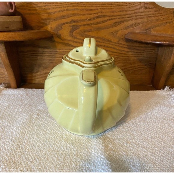 Vintage Canary Yellow/Gold Hall Pottery Teapot #799 w/ Lid Art Deco 6 Cup - Picture 5 of 10